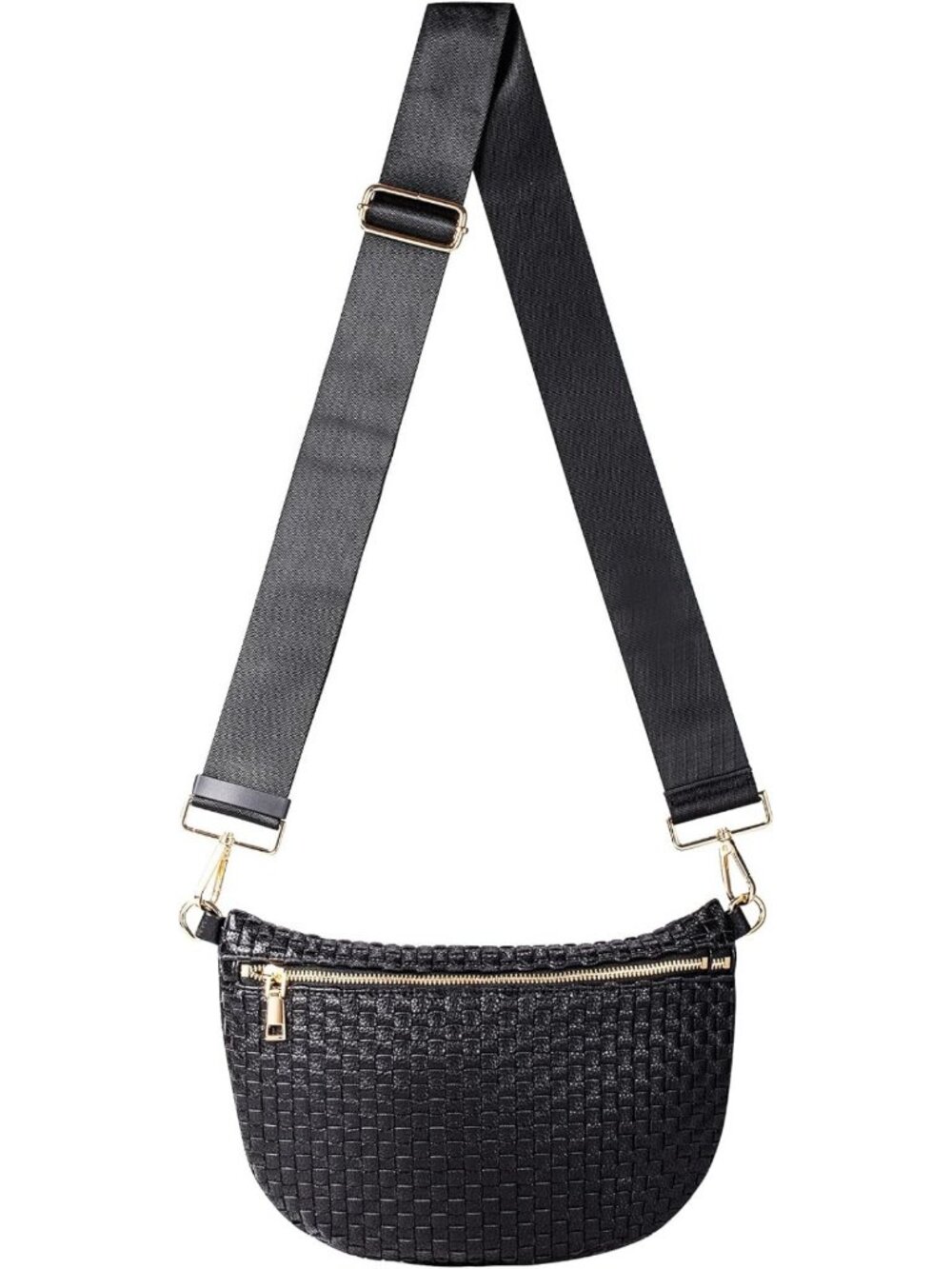 Stylish Checkered Woven Crossbody Bag for Women, Adjustable Sling Purse for